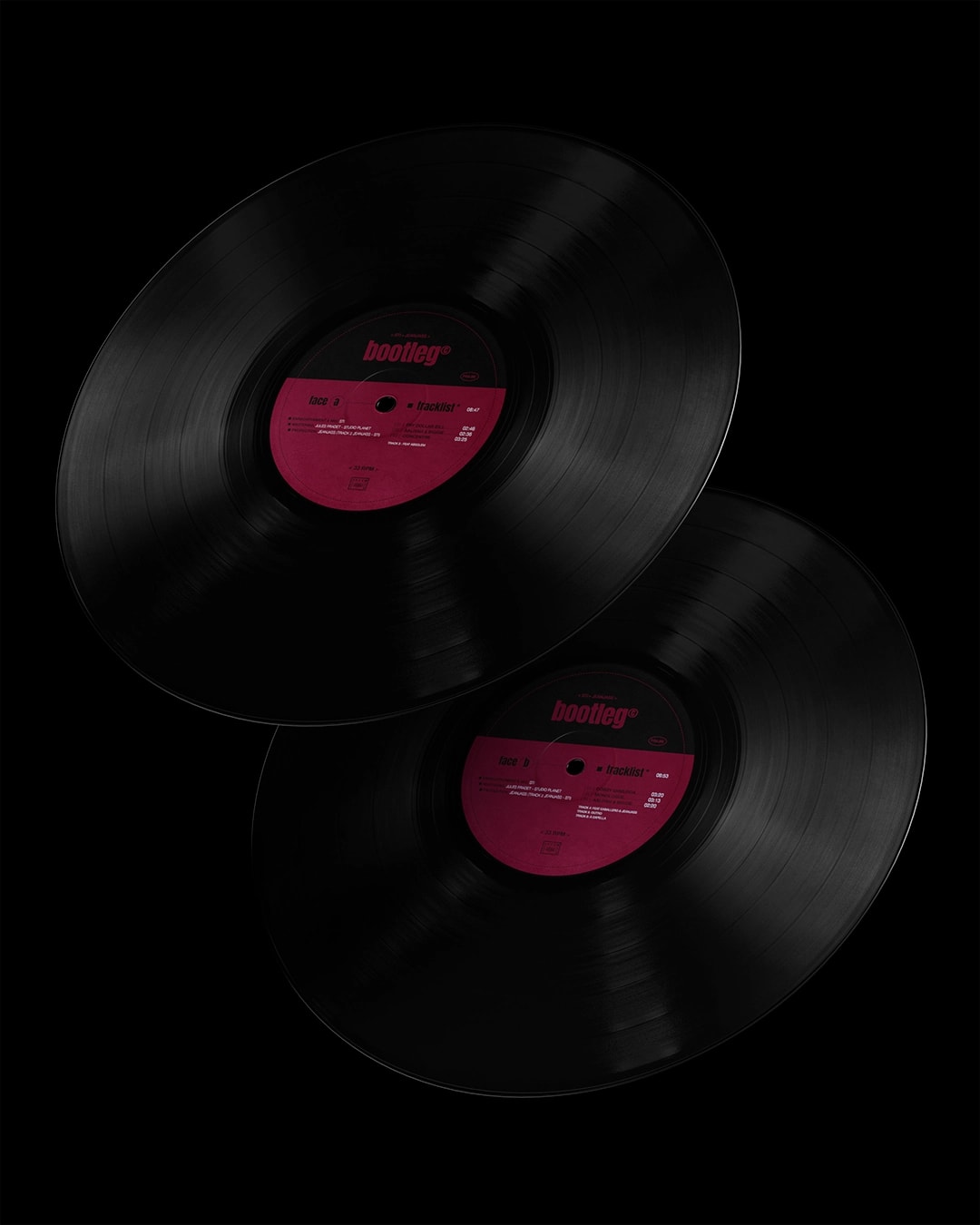 Two Bootleg EP vinyl records with red labels on black