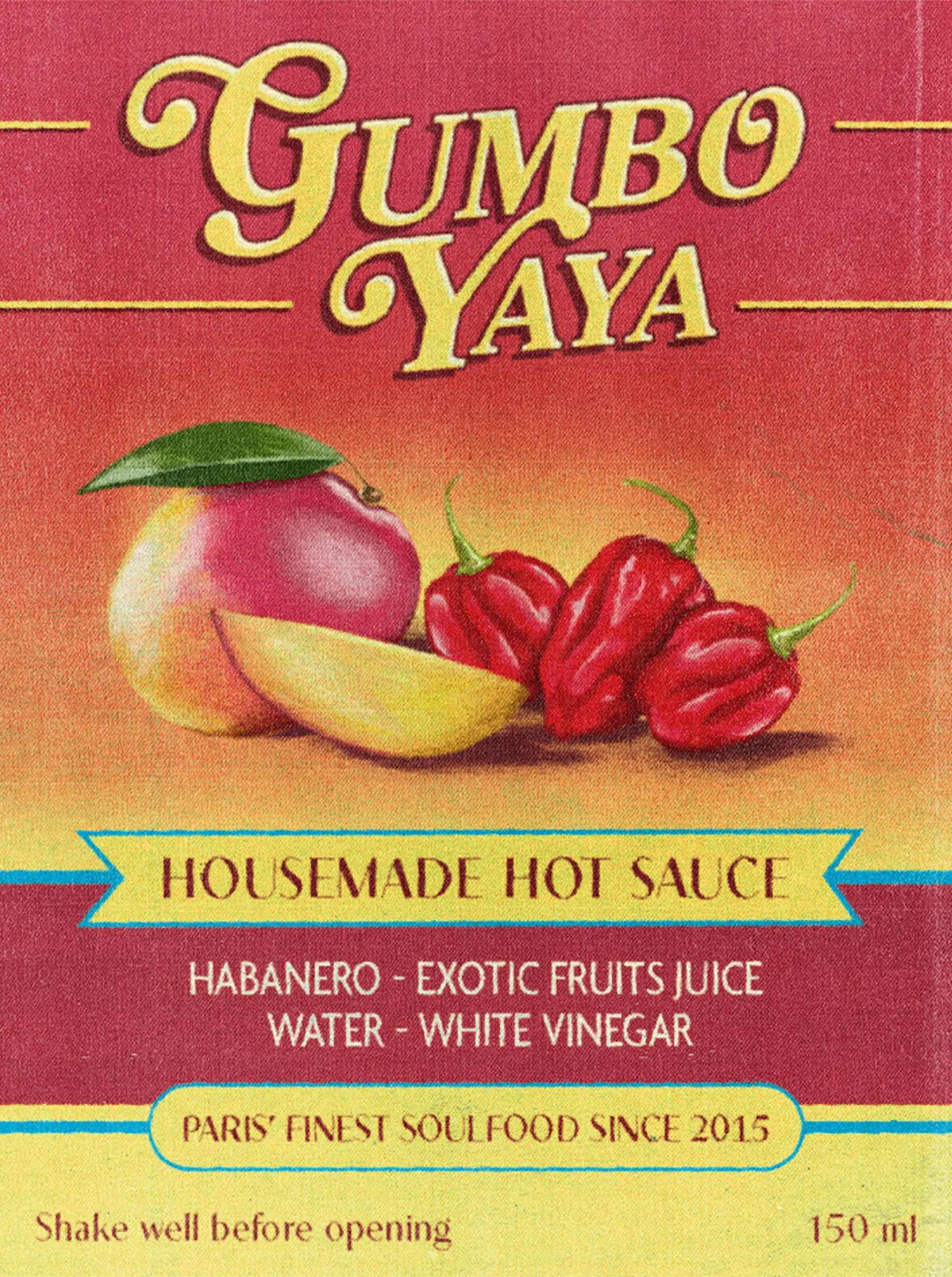 Gumbo Yaya Paris — étiquette Hot Sauce, design